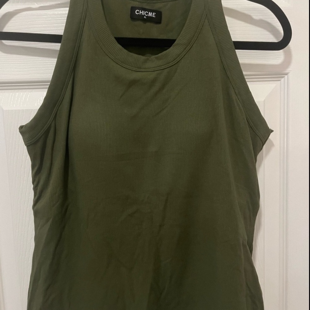 Chicme built in bra tank in olive